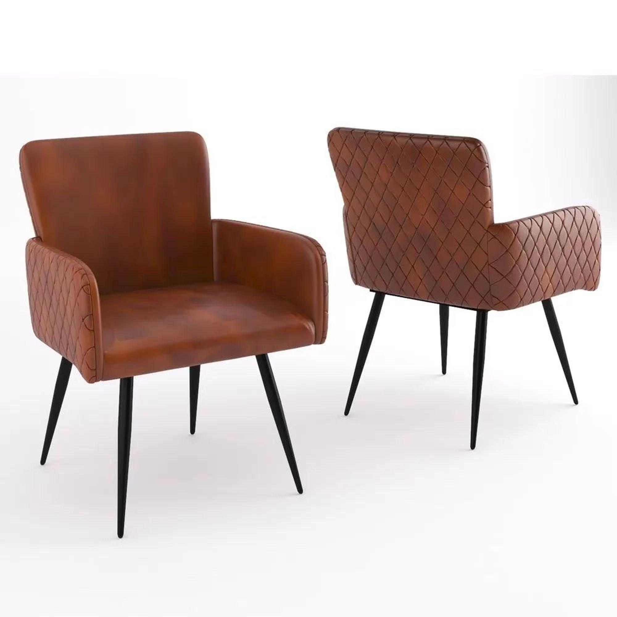 Product photograph of Clearance - 2 X Stanton Brown Leather Dining Armchair - Brand New Item from Choice Furniture Superstore.