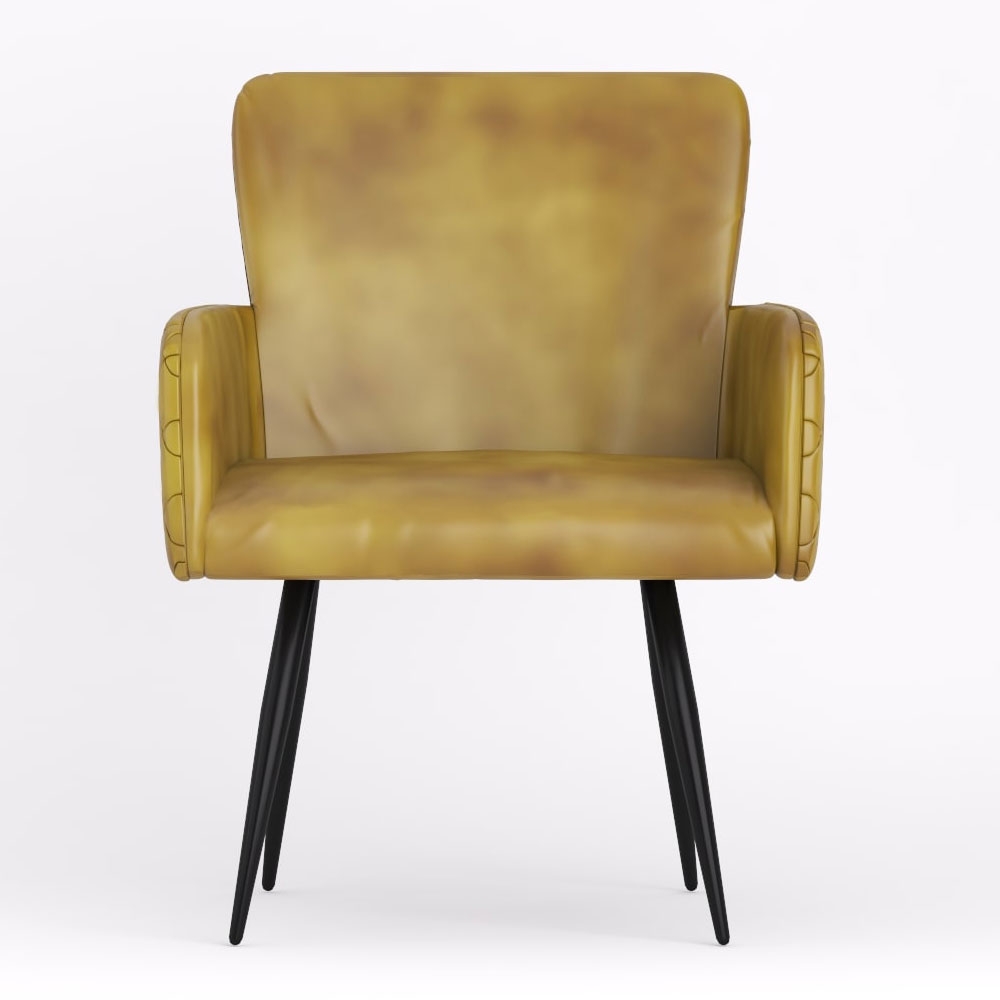 Product photograph of Stanton Mustard Dining Armchair Genuine Leather With Metal Legs Sold In Pairs from Choice Furniture Superstore.