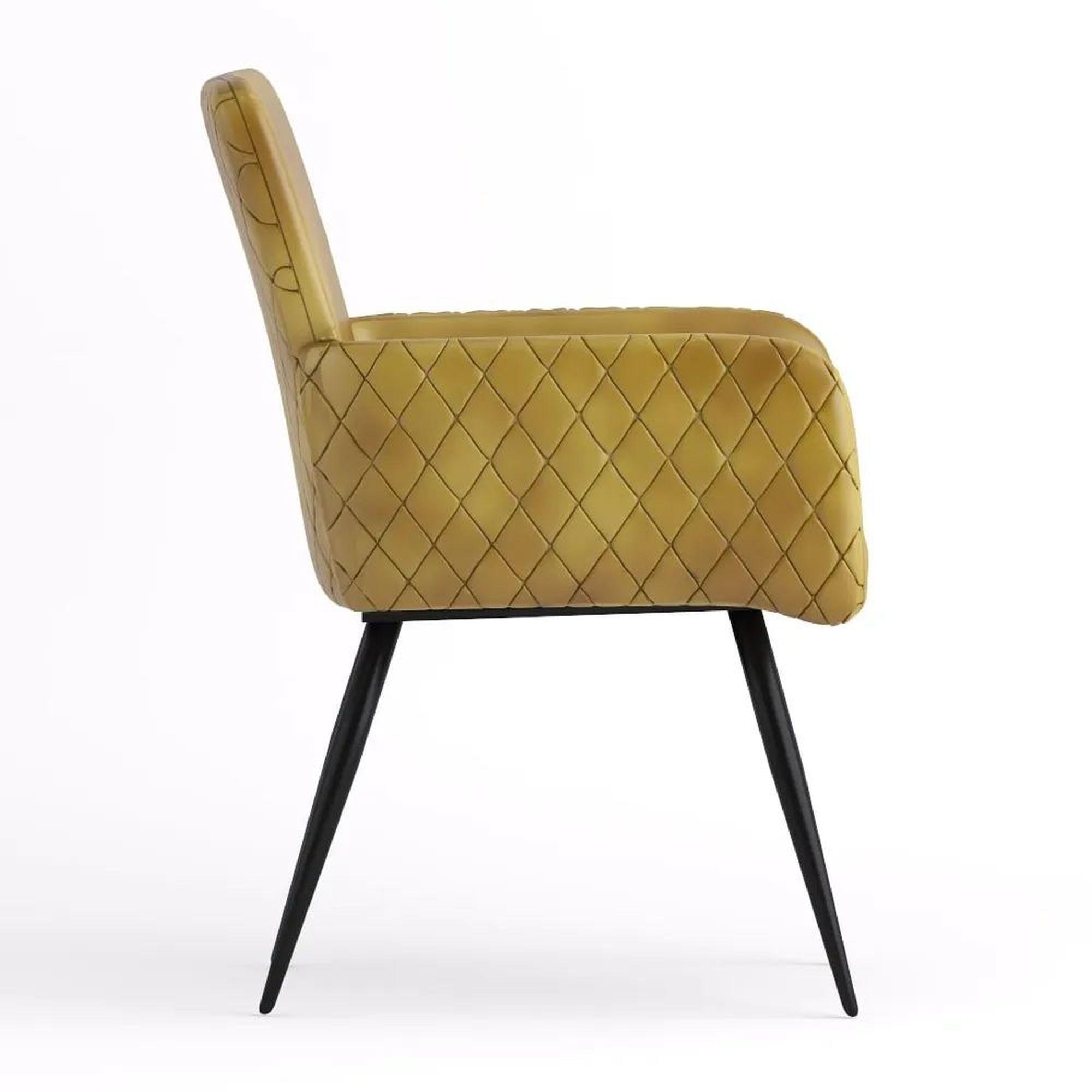 Product photograph of Clearance - 2 X Stanton Mustard Leather Dining Armchair - Brand New Item from Choice Furniture Superstore.