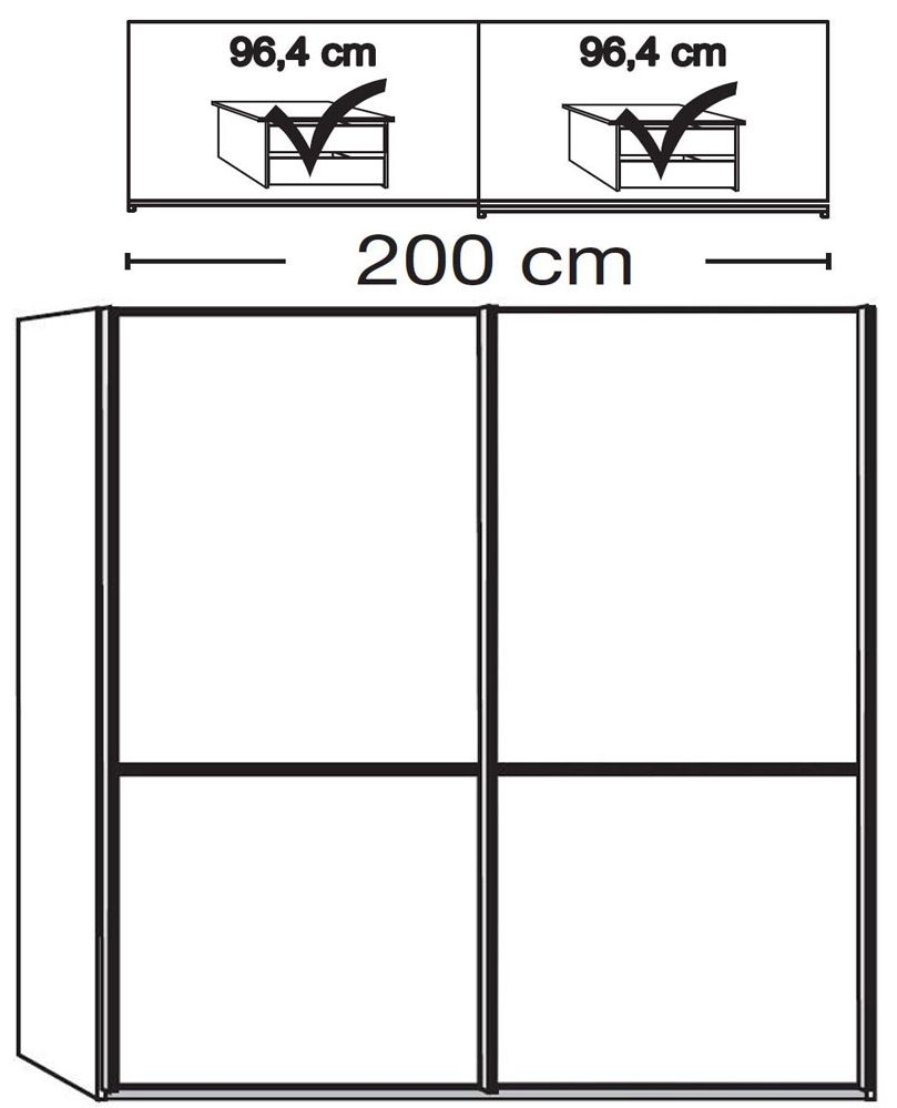 Product photograph of Wiemann Arktis White 2 Door Sliding Wardrobe - W 200cm from Choice Furniture Superstore.