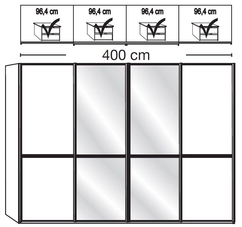 Product photograph of Wiemann Arktis 400cm White 4 Door Mirror Sliding Wardrobe from Choice Furniture Superstore.