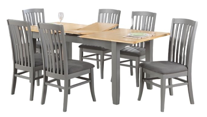Product photograph of Rossmore Grey Painted Dining Table 160cm Seats 4 To 6 Diners Butterfly Extending Rectangular Top from Choice Furniture Superstore.