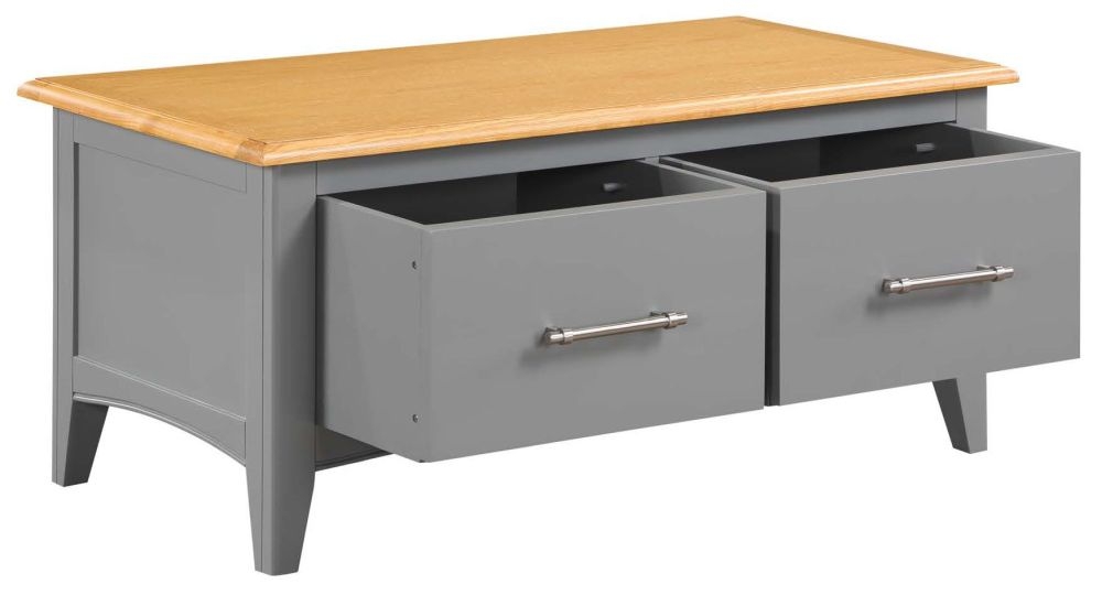Product photograph of Rossmore Grey Painted Coffee Table With 2 Drawer from Choice Furniture Superstore.
