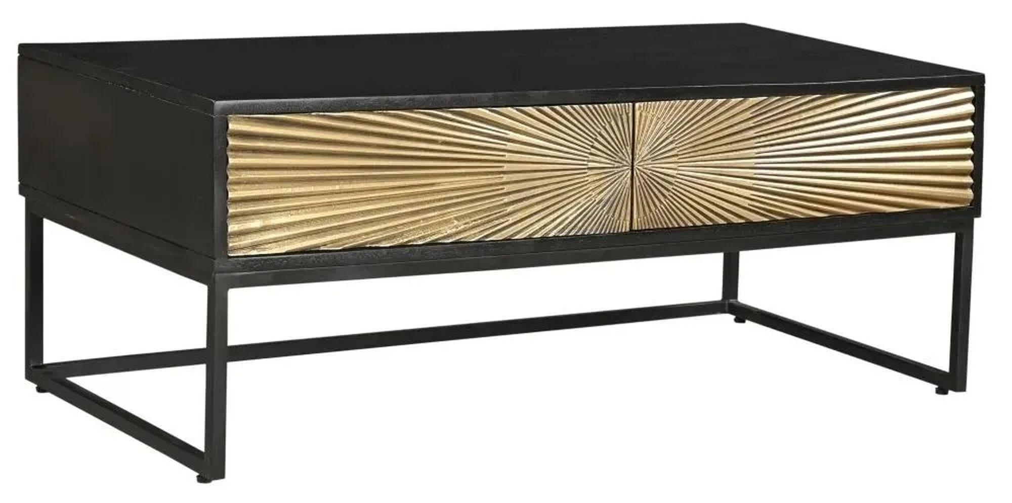 Product photograph of Clearance - Luxe Black And Antique Gold Starburst Coffee Table- 2 Drawers - Brand New Item from Choice Furniture Superstore.