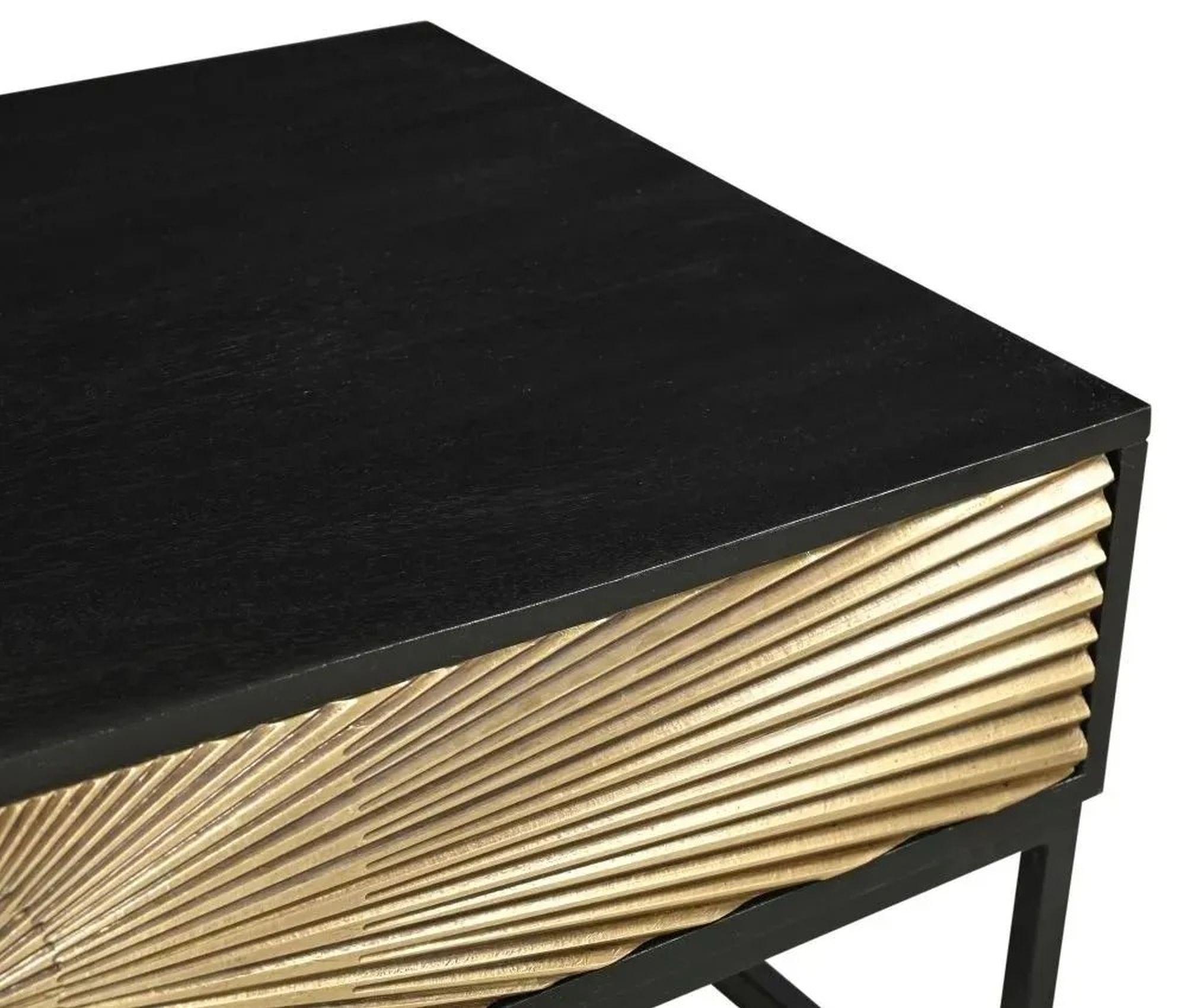 Product photograph of Clearance - Luxe Black And Antique Gold Starburst Coffee Table- 2 Drawers - Brand New Item from Choice Furniture Superstore.