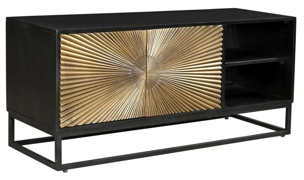 Product photograph of Luxe Black And Antique Gold Starburst Tv Unit from Choice Furniture Superstore.