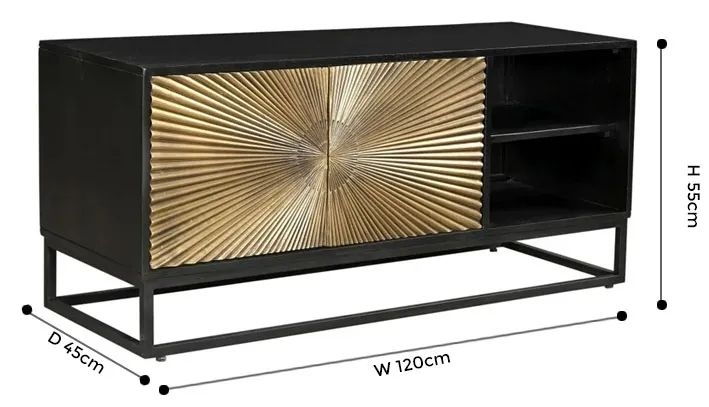 Product photograph of Luxe Black And Antique Gold Starburst Tv Unit from Choice Furniture Superstore.