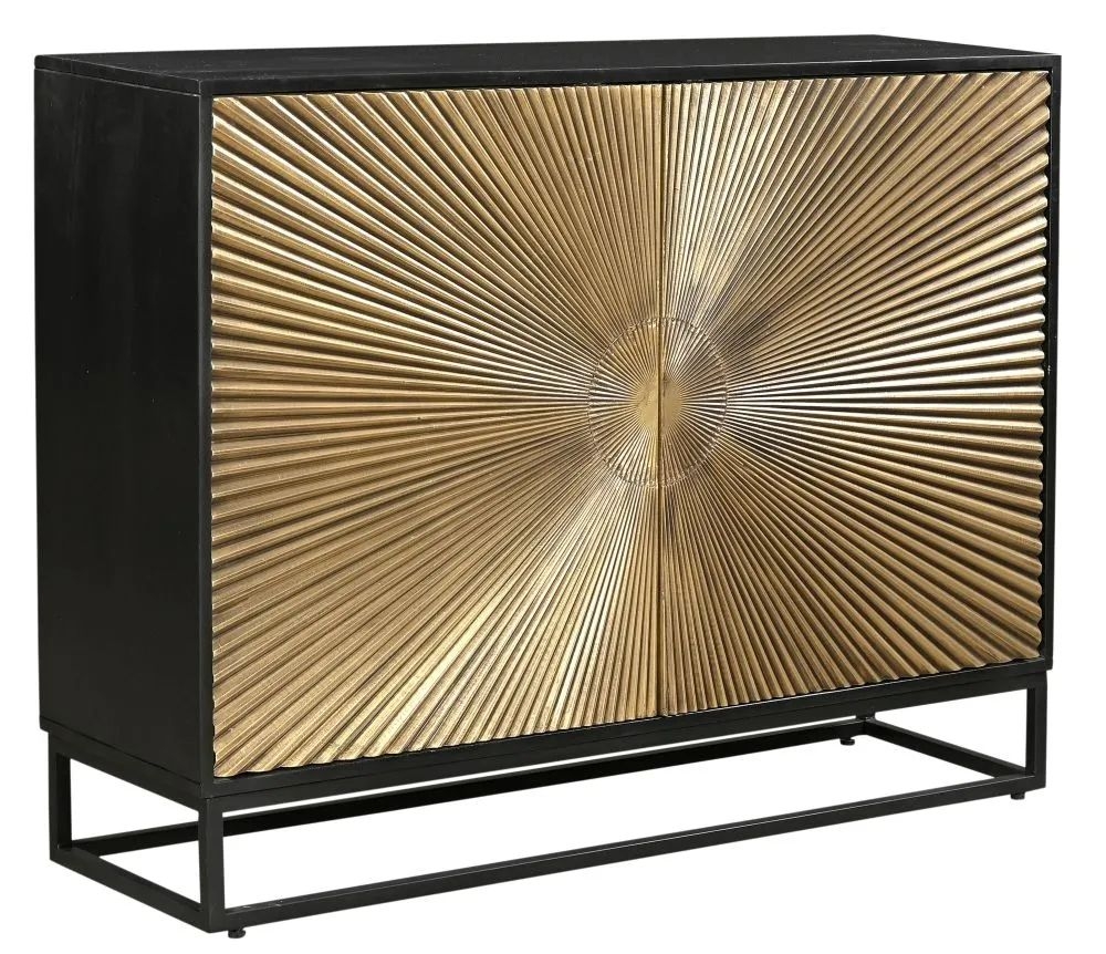 Product photograph of Luxe Black And Antique Gold Starburst Sideboard from Choice Furniture Superstore.