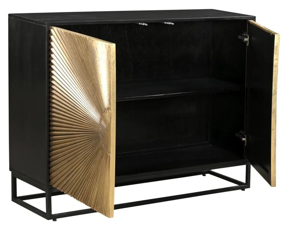 Product photograph of Luxe Black And Antique Gold Starburst Sideboard from Choice Furniture Superstore.