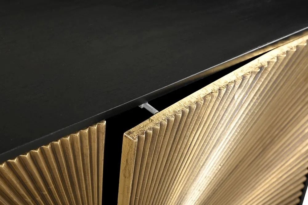 Product photograph of Luxe Black And Antique Gold Starburst Sideboard from Choice Furniture Superstore.