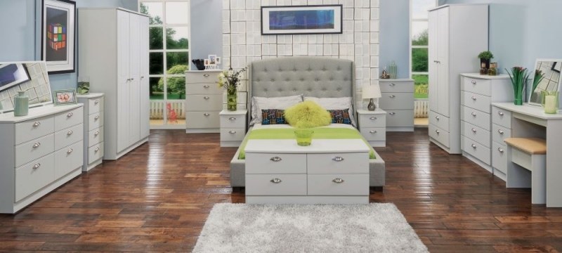 Product photograph of Victoria Grey 2 Door 2 Drawer Double Wardrobe from Choice Furniture Superstore.