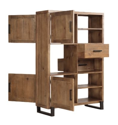 Product photograph of Pembroke Rustic Pine Medium Display Unit With Black Metal Legs from Choice Furniture Superstore.