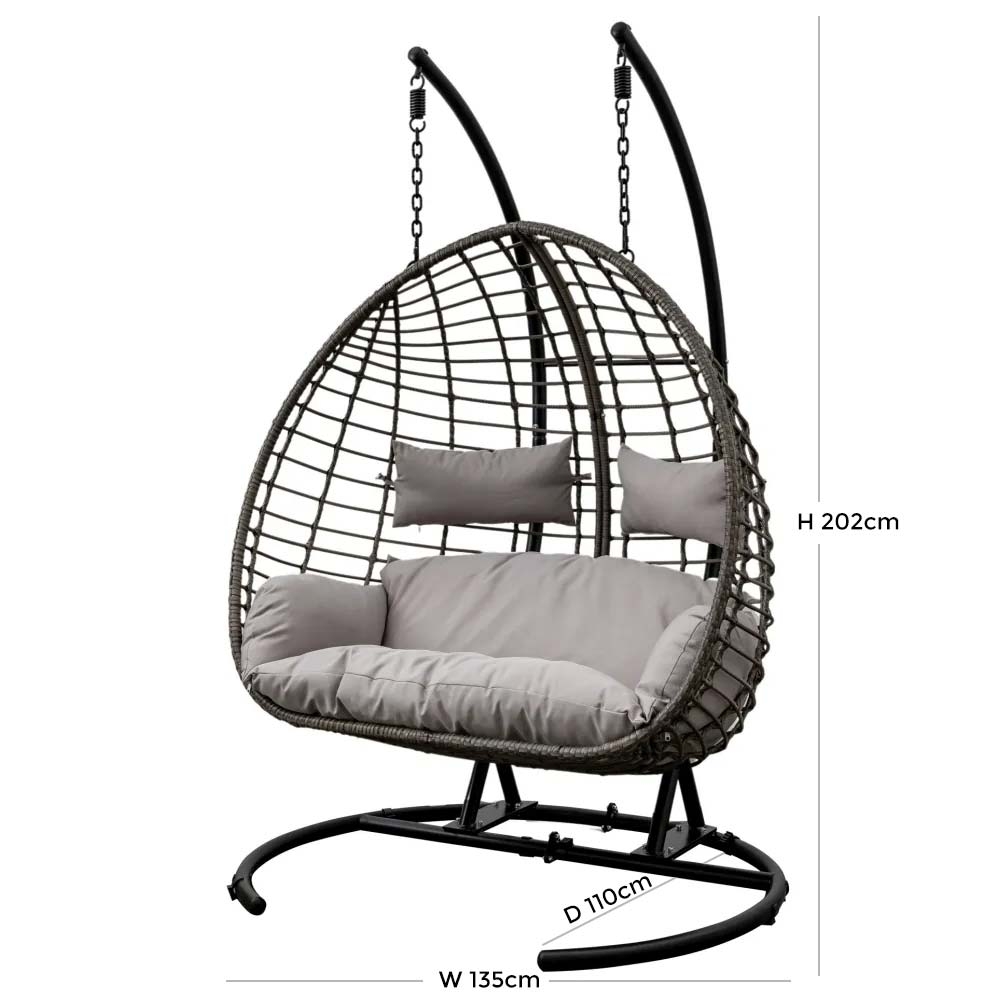 Texas Wicker Outdoor Garden Hanging 2 Seater Chair