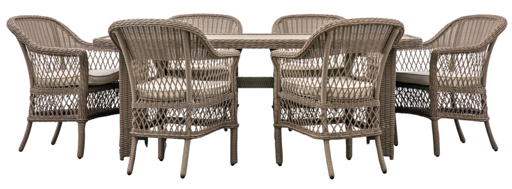 Product photograph of Plymouth Rattan 6 Seater Outdoor Garden Dining Set from Choice Furniture Superstore.