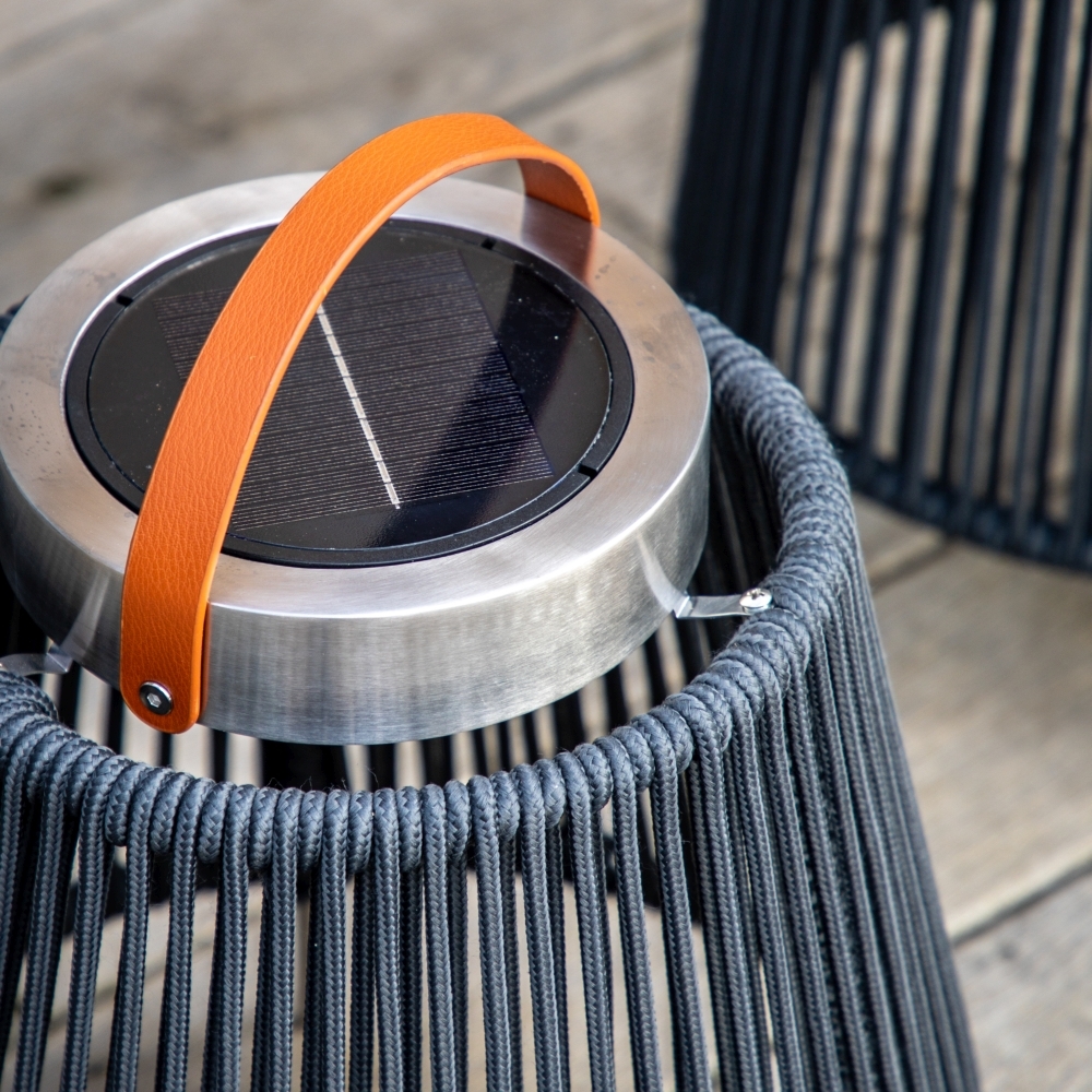Product photograph of Firenze Charcoal Large Led Solar Lantern from Choice Furniture Superstore.