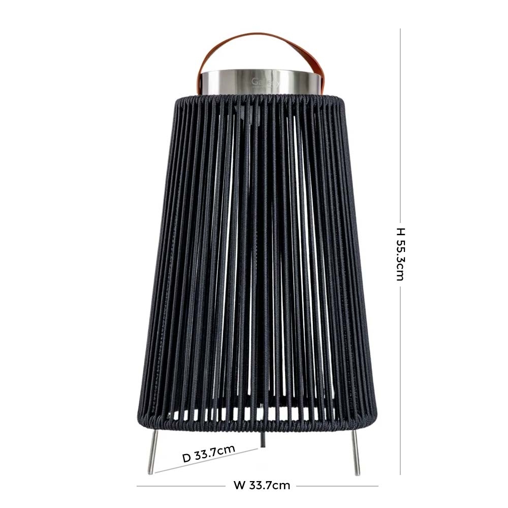 Product photograph of Firenze Charcoal Large Led Solar Lantern from Choice Furniture Superstore.
