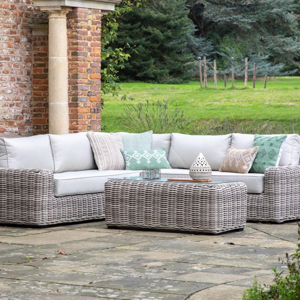 Product photograph of Ragusa Rattan Corner Outdoor Garden Lounge Set from Choice Furniture Superstore.