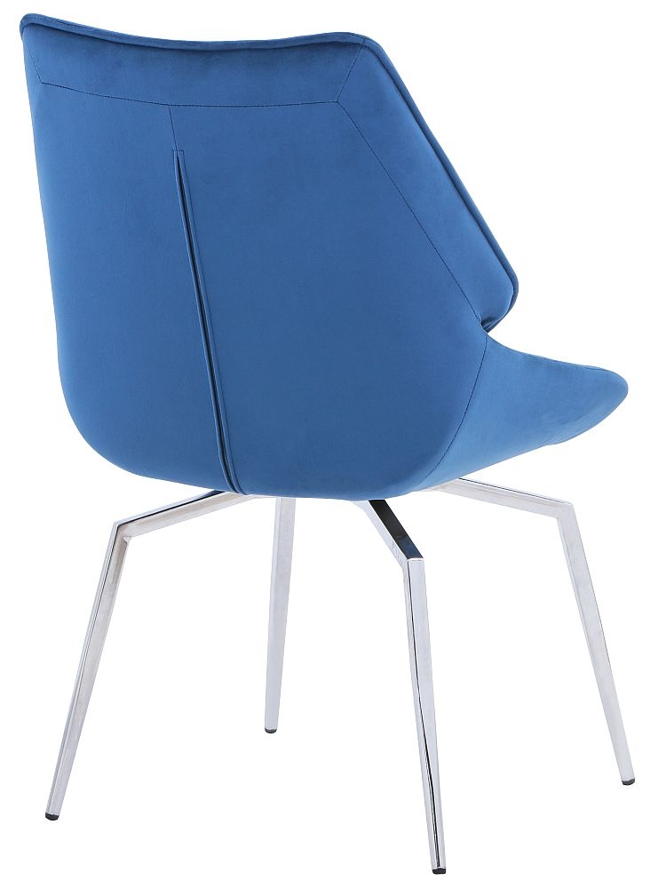 Product photograph of Alston Dark Blue Fabric Dining Chair With Chrome Legs Sold In Pairs from Choice Furniture Superstore.