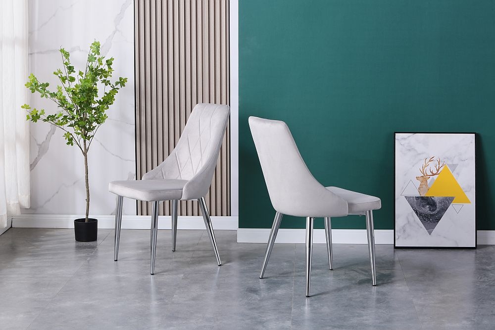 Product photograph of Darwen Grey Fabric Dining Chair With Chrome Legs Sold In Pairs from Choice Furniture Superstore.