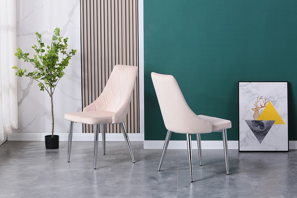 Product photograph of Darwen Mink Fabric Dining Chair With Chrome Legs Sold In Pairs from Choice Furniture Superstore.