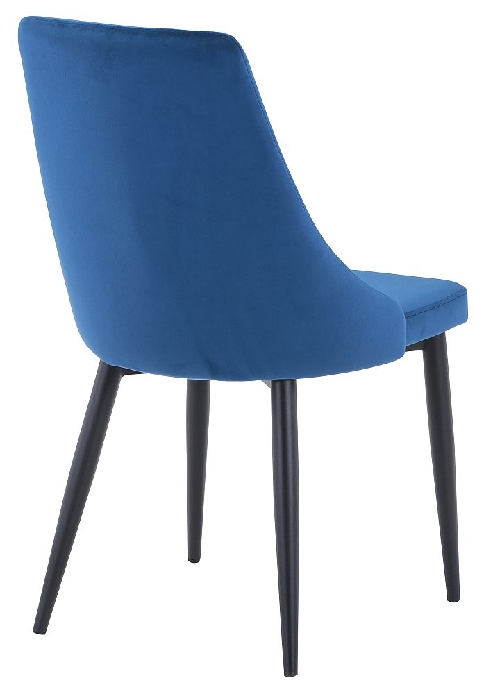 Product photograph of Darwen Dark Blue Fabric Dining Chair With Black Legs Sold In Pairs from Choice Furniture Superstore.