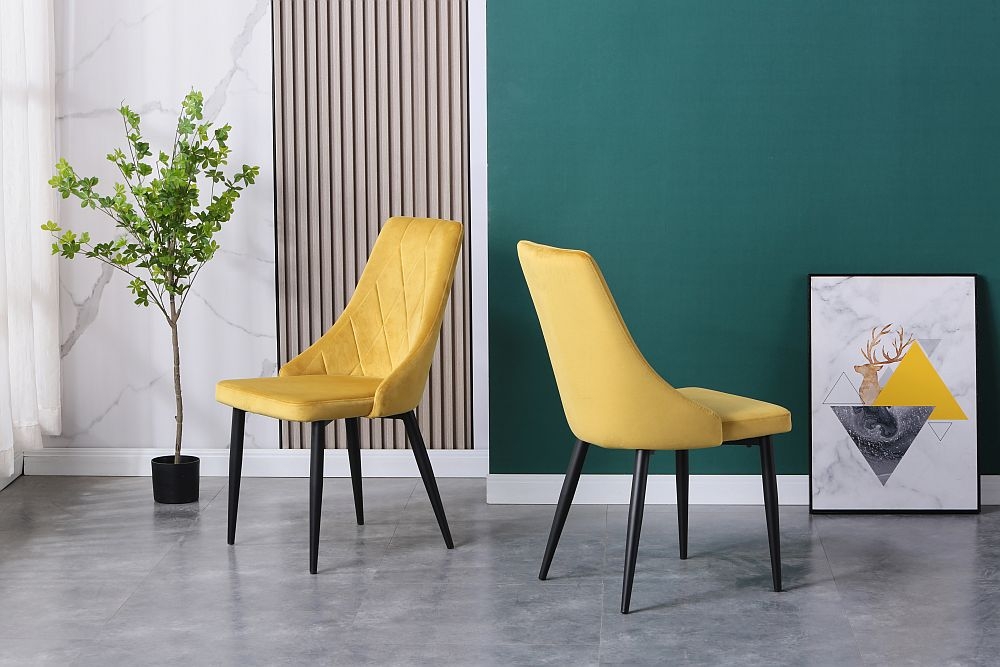 Product photograph of Darwen Mustard Fabric Dining Chair Sold In Pairs from Choice Furniture Superstore.