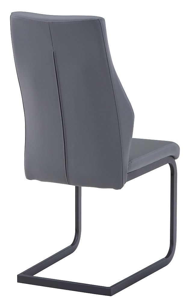 Product photograph of Sheffield Dark Grey Leather Dining Chair With Black Legs Set Of 4 from Choice Furniture Superstore.