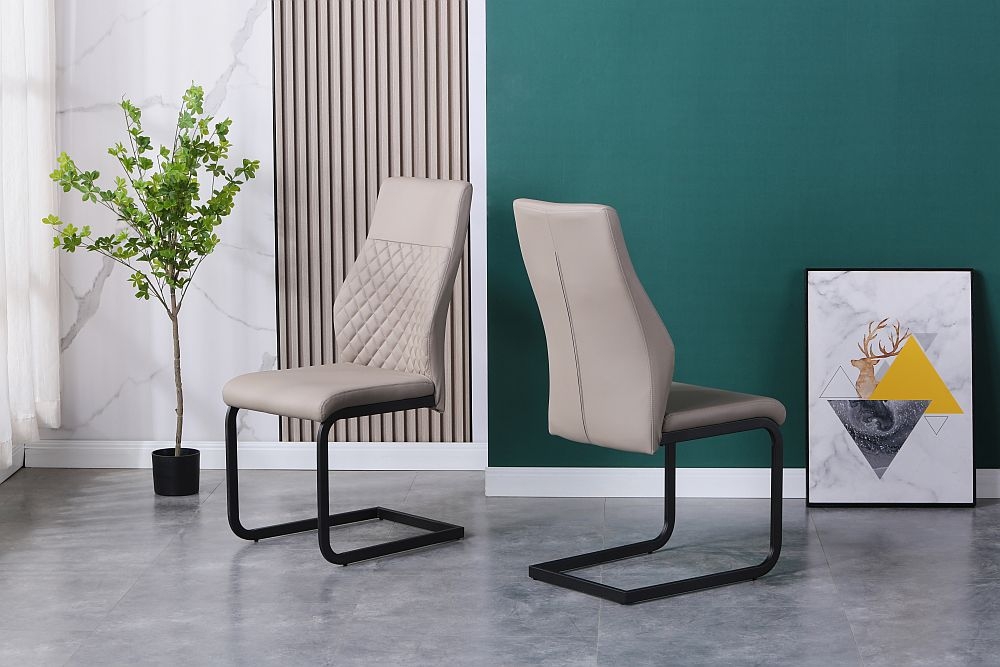 Product photograph of Sheffield Taupe Leather Dining Chair With Black Legs Set Of 4 from Choice Furniture Superstore.