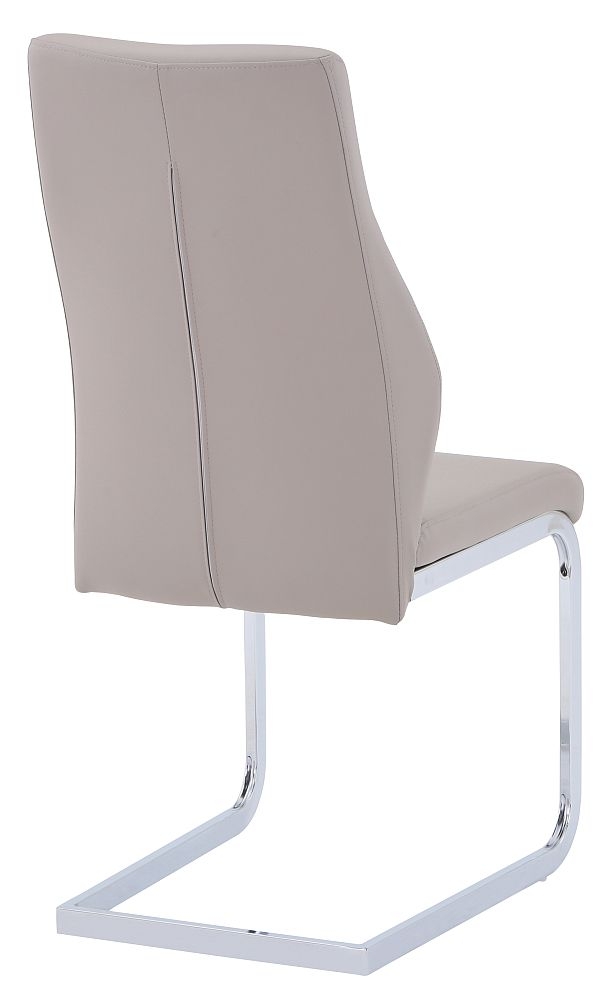 Product photograph of Sheffield Taupe Leather Dining Chair With Chrome Legs Set Of 4 from Choice Furniture Superstore.