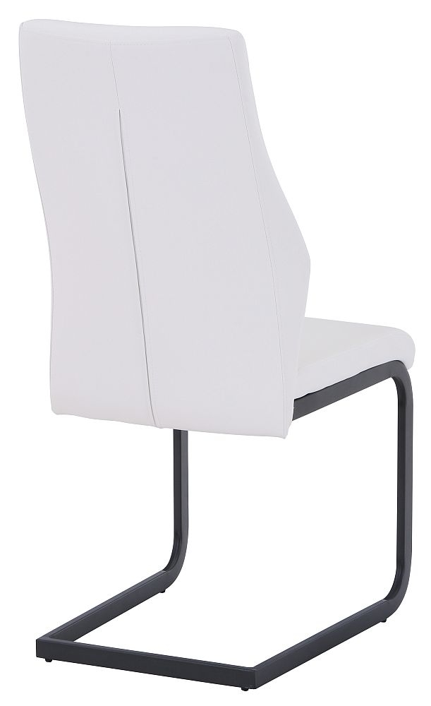 Product photograph of Sheffield White Leather Dining Chair With Black Legs Set Of 4 from Choice Furniture Superstore.