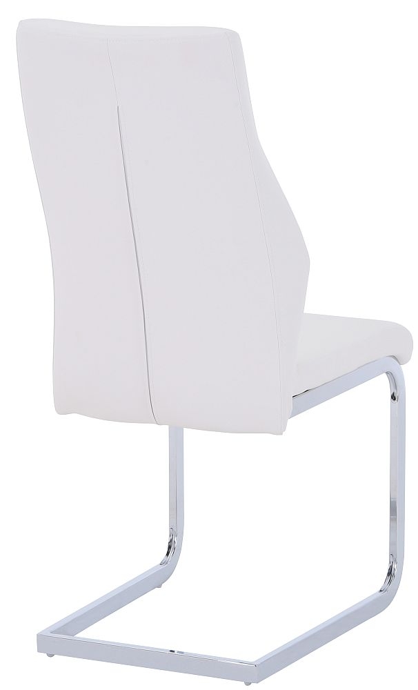 Product photograph of 4 X Sheffield White Leather Dining Chair With Chrome Legs from Choice Furniture Superstore.