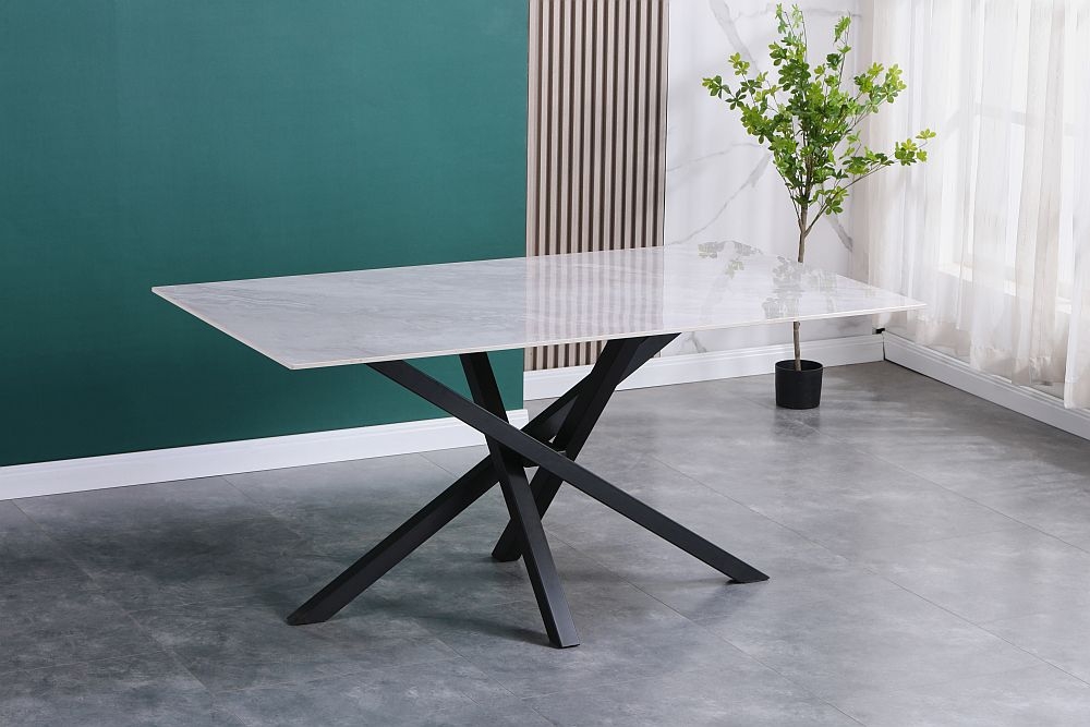 Product photograph of Hounslow Grey And Black 6 Seater Dining Table - 160cm from Choice Furniture Superstore.