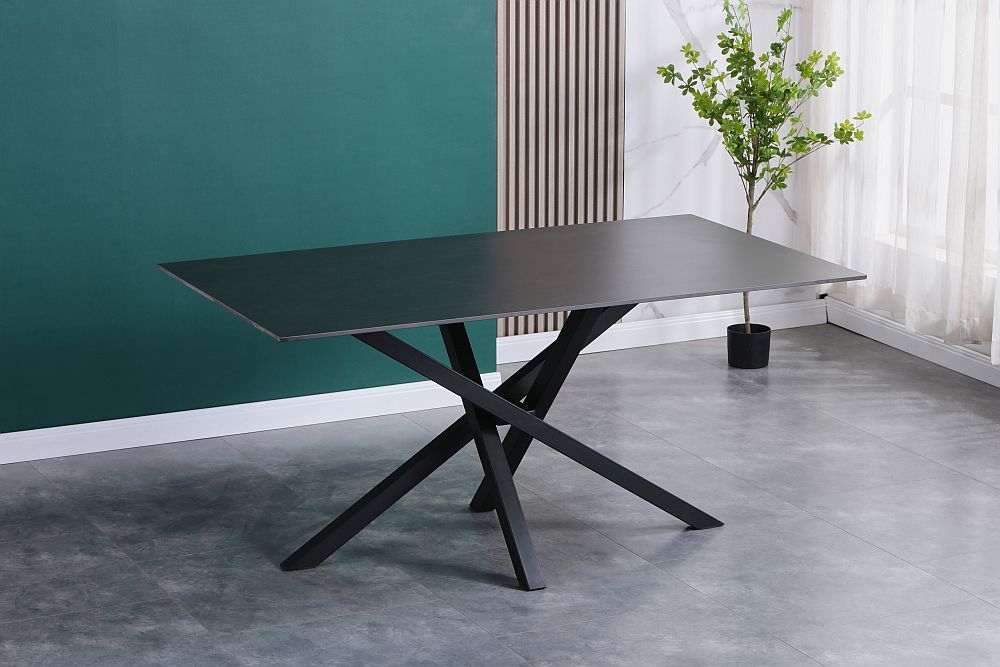 Product photograph of Hounslow Dark Grey And Black 6 Seater Dining Table - 160cm from Choice Furniture Superstore.