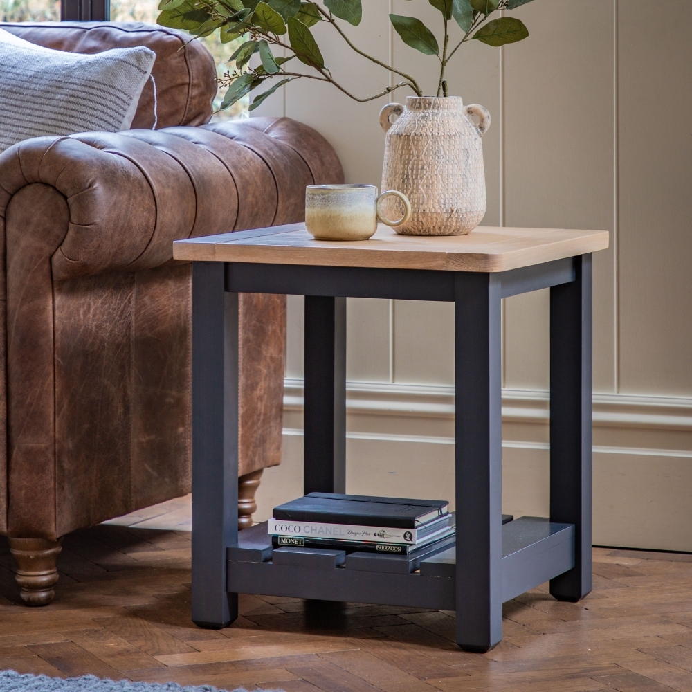 Product photograph of Telford Oak Side Table - Comes In Meteor And Prairie Options from Choice Furniture Superstore.