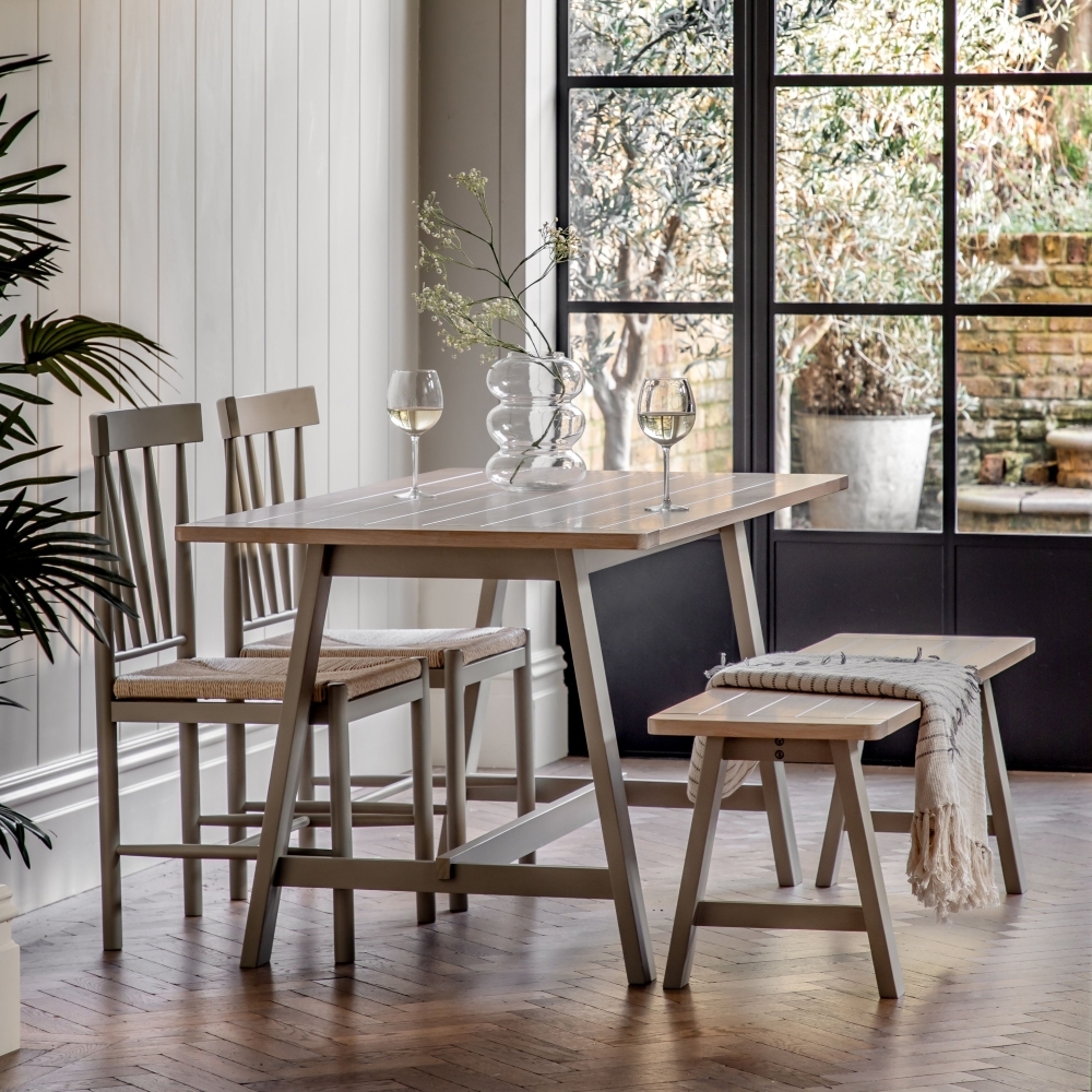 Product photograph of Eton 160cm Prairie Trestle Dining Table from Choice Furniture Superstore.