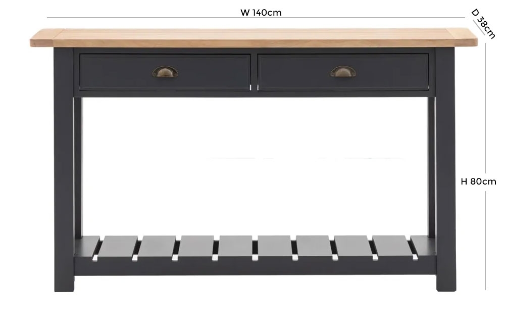 Product photograph of Eton Oak 2 Drawer Console Table - Comes In Meteor And Prairie Options from Choice Furniture Superstore.