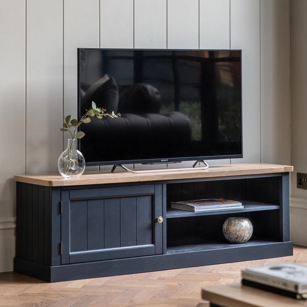 Product photograph of Eton Oak 1 Door Media Unit - Comes In Meteor And Prairie Options from Choice Furniture Superstore.