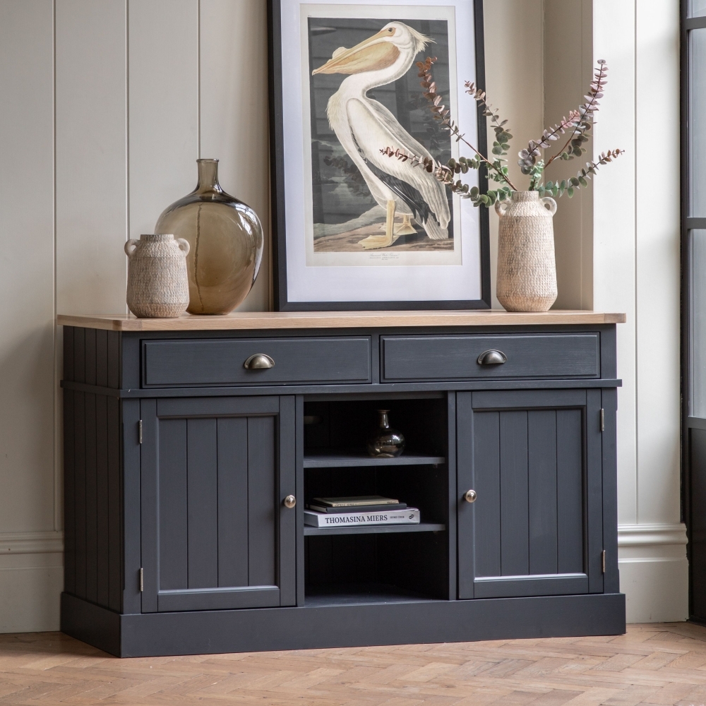 Product photograph of Telford Oak 2 Door 2 Drawer Sideboard - Comes In Meteor And Prairie Options from Choice Furniture Superstore.