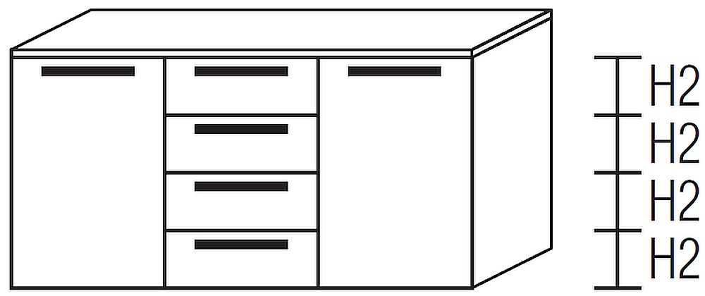 Product photograph of Nolte Akaro Polar White Medium Sideboard - 2 Door 4 Drawer from Choice Furniture Superstore.