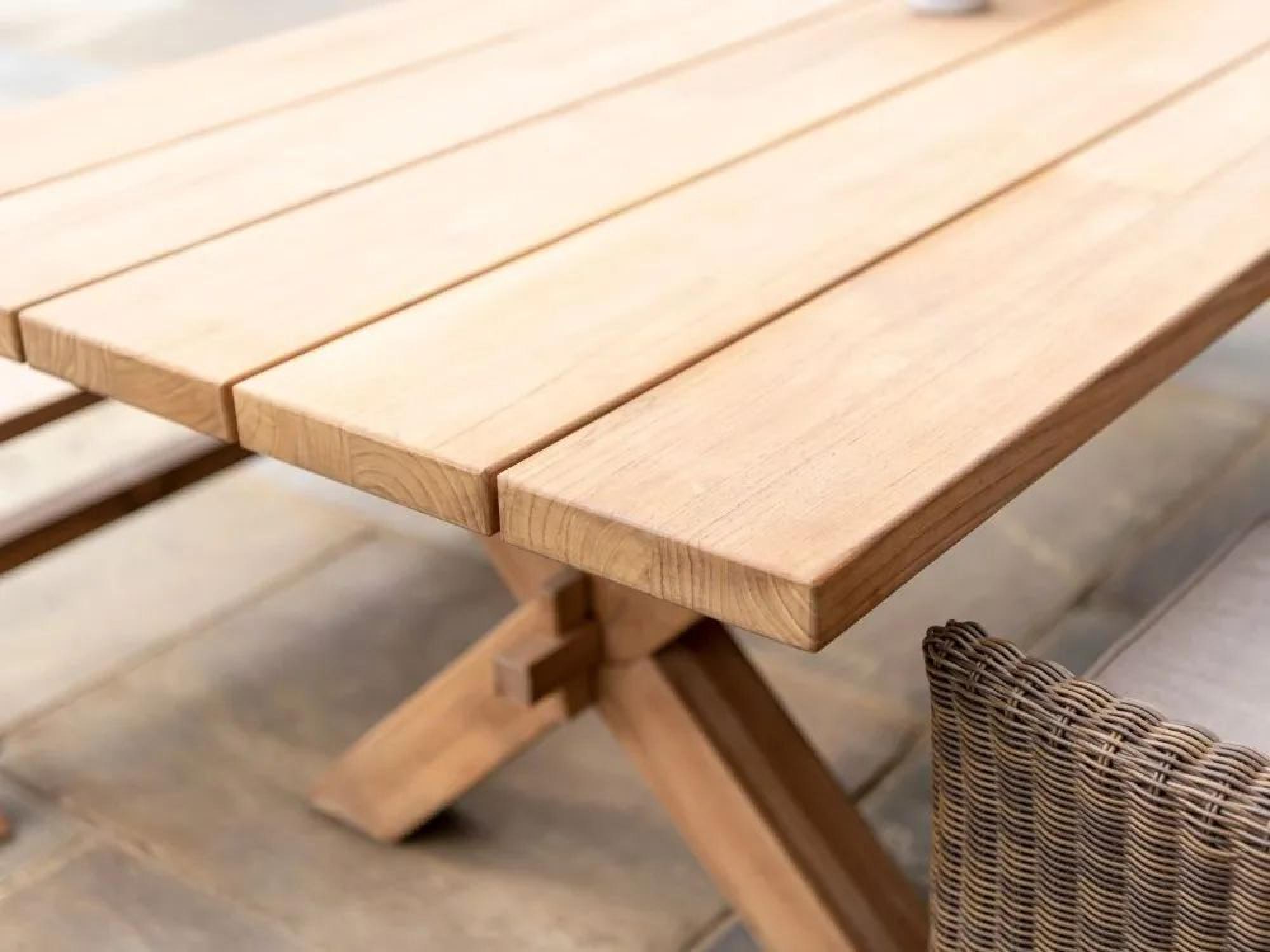Product photograph of Alexander Rose Plank Teak Dining Table 240cm from Choice Furniture Superstore.
