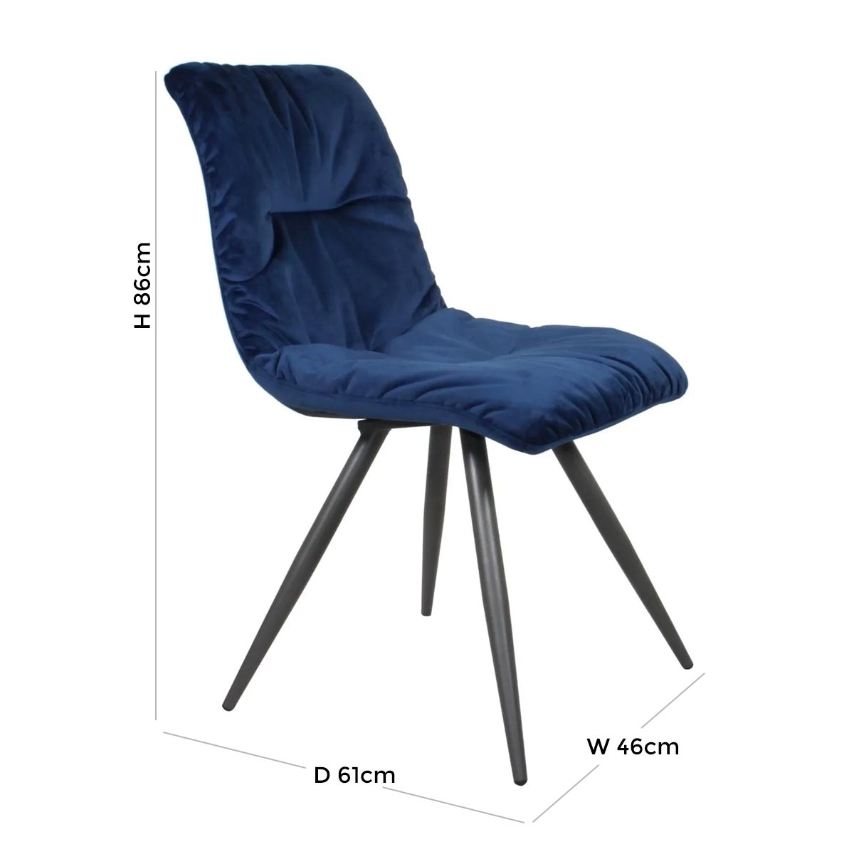 Product photograph of Arana Blue Velvet Dining Chair Sold In Pairs from Choice Furniture Superstore.