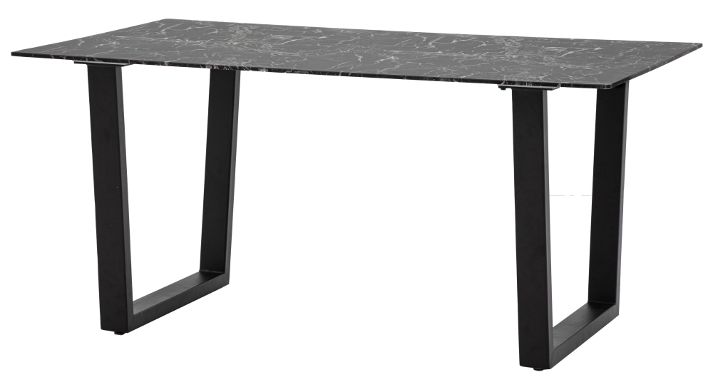 Product photograph of Davidson Black Marble Glass 6 Seater Dining Table from Choice Furniture Superstore.