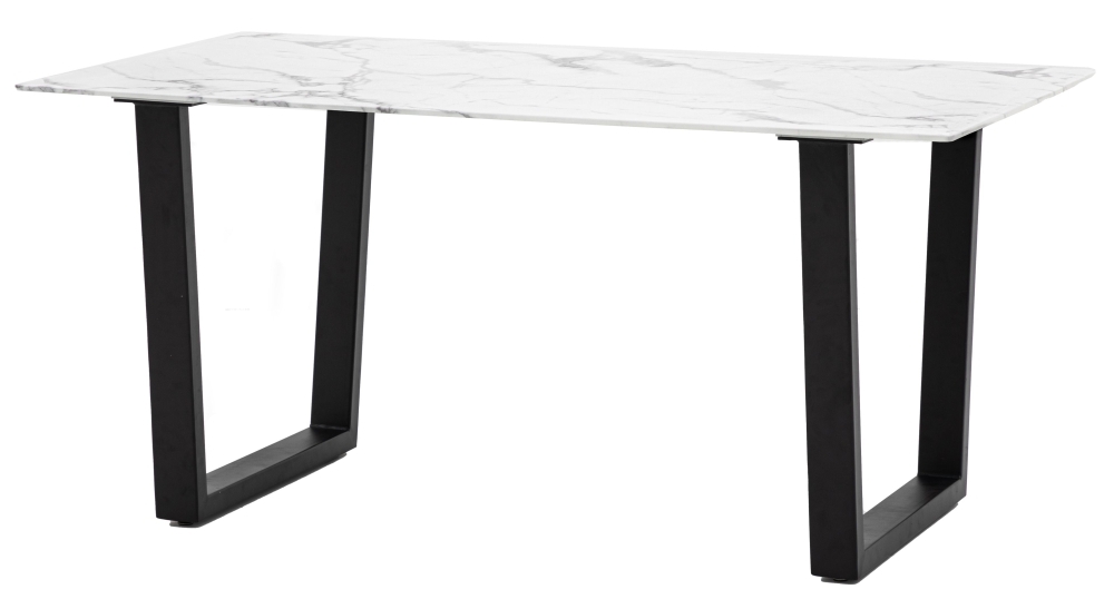 Product photograph of Kenly Marble Effect Glass 4 Seater Dining Table - Comes In White And Black Top Options from Choice Furniture Superstore.