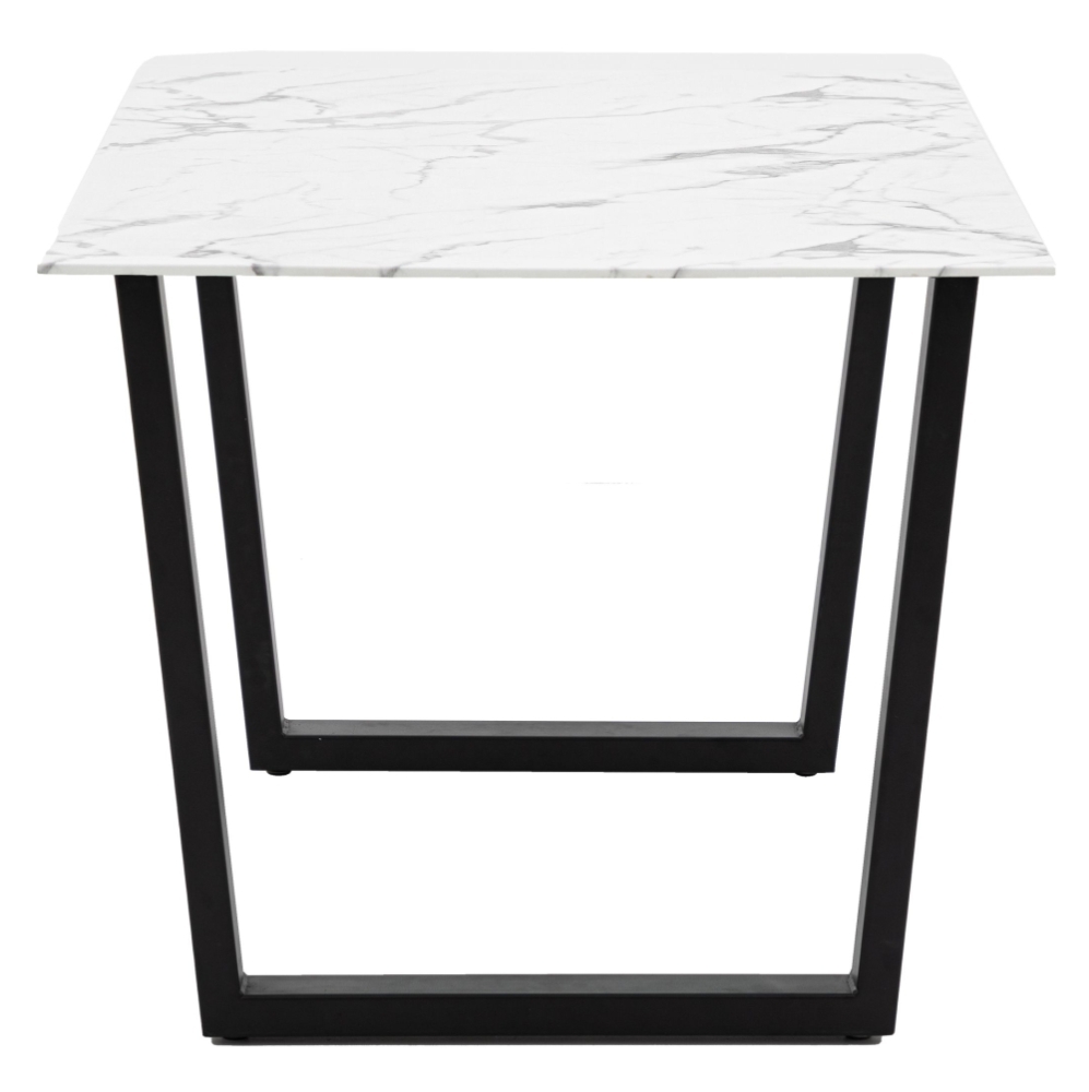 Product photograph of Davidson Marble Effect Glass 6 Seater Dining Table - Comes In White And Black Top Options from Choice Furniture Superstore.