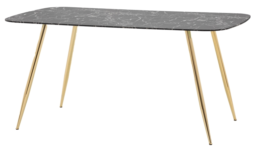 Product photograph of Evans 160cm Black Marble Effect And Gold Dining Table from Choice Furniture Superstore.