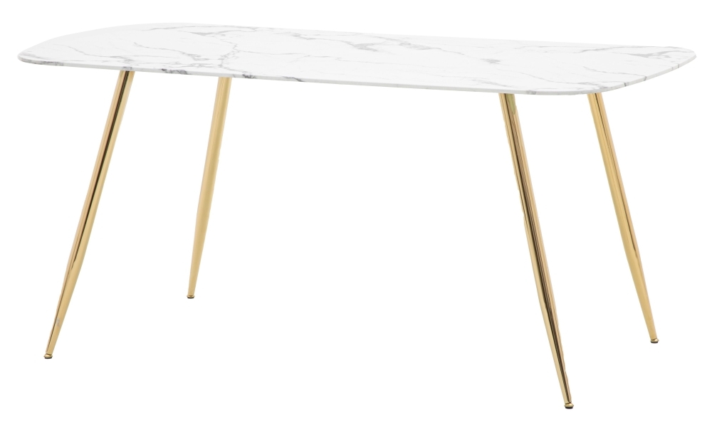 Product photograph of Evans 160cm White Marble Effect And Gold Dining Table from Choice Furniture Superstore.