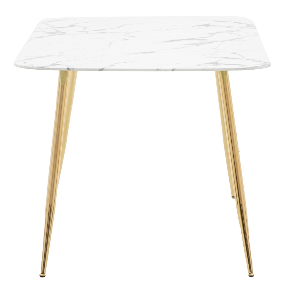 Product photograph of Evans Marble Effect Glass 6 Seater Dining Table - Comes In White And Gold Or Black And Gold Options from Choice Furniture Superstore.