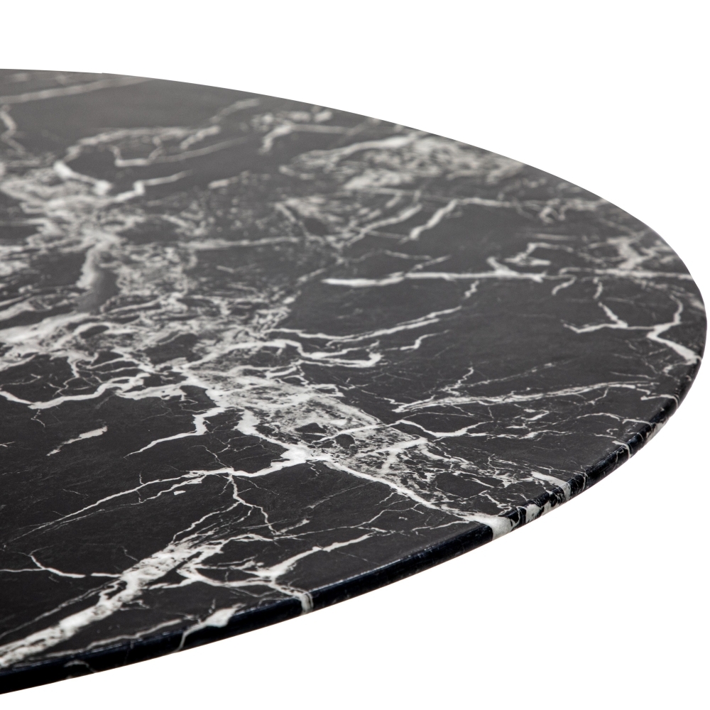 Product photograph of Fielding 110cm Black Marble Effect And Gold Round Dining Table from Choice Furniture Superstore.