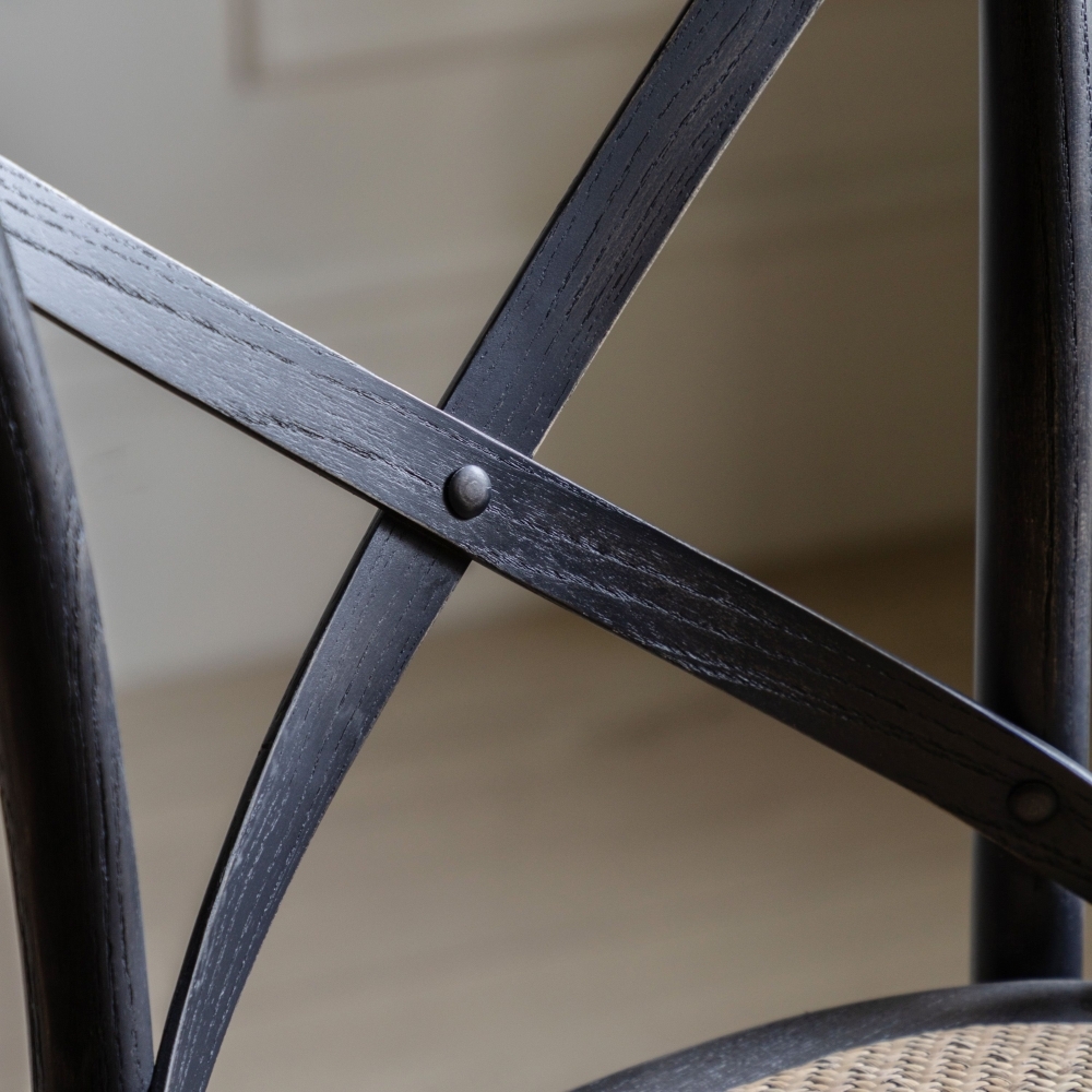 Product photograph of Cafe Black Rattan Barstool Sold In Pairs from Choice Furniture Superstore.