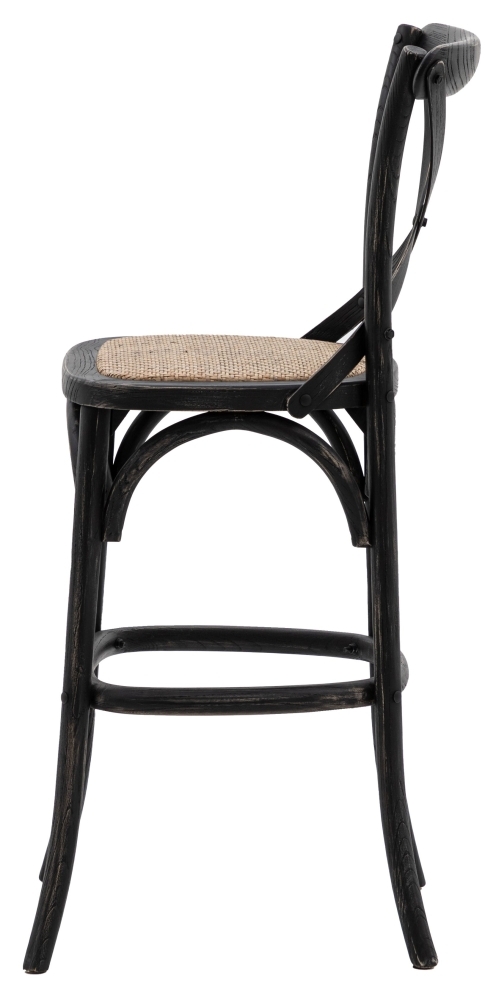 Product photograph of Cafe Black Rattan Barstool Sold In Pairs from Choice Furniture Superstore.